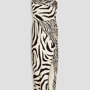 NICHOLAS Skyler Zebra-Print Silk Satin Midi Dress